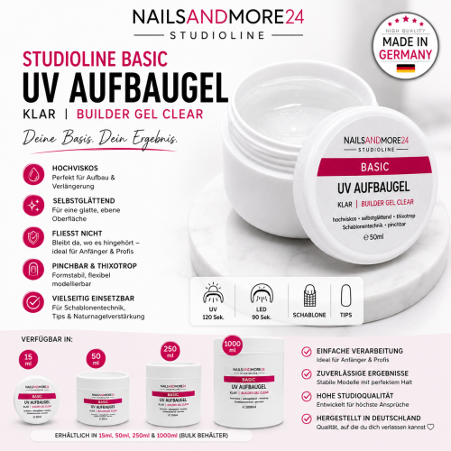 Studioline Basic | UV Aufbaugel - Klar | Builder Gel Clear (Auswahl 15-250ml)